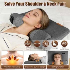 Heated Neck Massager Pillow with 3 Heat Settings (98.6°F-131°F) & 3 Vibration Modes, Contoured Memory Foam Neck Support for Home Office Travel