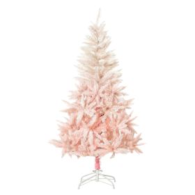 5ft Pencil Christmas Tree, Pink Christmas Tree with 450 Branches & Detachable Base, Home Party Christmas Decoration, Pink