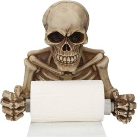 Skull Skeleton Toilet Paper Holder, Bathroom Wall Decoration Figurine Home Office Art Fashion Halloween Props