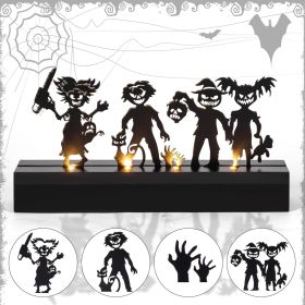 Halloween Table Decor Led Lights Silhouette Decoration Metal Horror Character Battery Operated Indoor Decoration Perfect Halloween Decor for Tabl