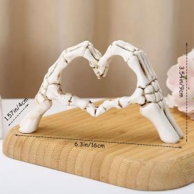 Gothic Skeleton Heart Hands Sculpture 6.3"- Unique Until Death Bone Heart Love Sign -Halloween Home Decor, Gothic Wedding Gift, Shelf Desktop Orn