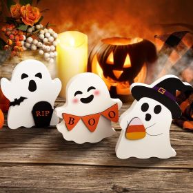 Cute Ghost Halloween Decorations Indoor, Wooden Tiered Tray Decor Table Sign Set of 3