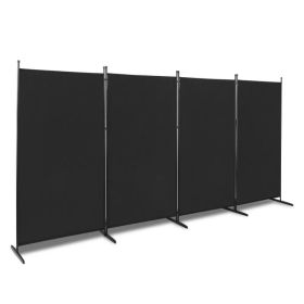 6FT 4-Fold 160g Polyester Fabric Plastic Foot Carbon Steel Frame Foldable Screen Black (Option: as picture)