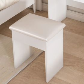 Modern Mini Dressing Table with LED-lit Mirror & Hidden Storage,Includes Padded Stool,Adjustable Brightness Vanity Desk,Multi-tier Dust-proof She (Option: Default Title)