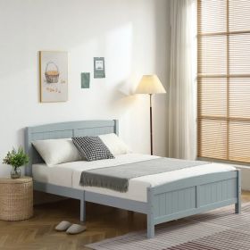 Full Single Bed Frame Vertical Striped Decorative Curved Headboard and Footboard Bed Frame Painted + Melamine Veneer & Pine + MDF Wood Bed 77.8*5 (Option: Default Title)