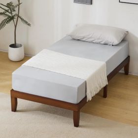 Twin Basic Bed Frame Pine Wood Painted Surface Bed Single Bed 74.41*37.99*12in Coffee (Option: Default Title)