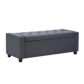 48" Storage Bedroom Bench for End of Bed, Faux Linen Upholstered Storage Ottoman with Arms for Bedroom,Living Room, Entryway, Grey (Option: Default Title)