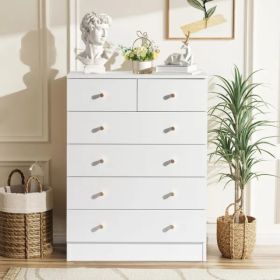 Modern Simple 6-Drawer Dresser White (Option: as picture)