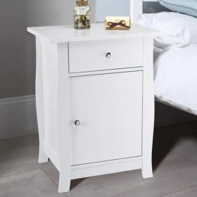 Single Door Bedside Cabinet with A Drawer White (Option: as picture)